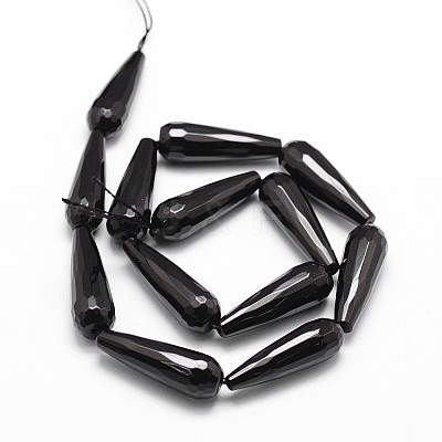 Natural Black Onyx Beads Strands G-P161-24-30x10mm-1