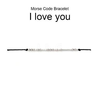 Unisex Adjustable Morse Code Bracelets BJEW-JB04988-04-1