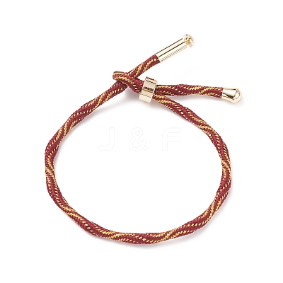 Couple Wave Pattern Nylon Round Cord Silder Bracelet with Brass Clasp for Women BJEW-C020-10G-1