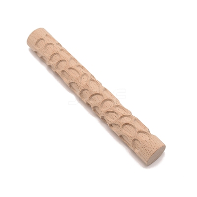 Cobblestone/Oval Pattern Wooden Rolling Pin DIY-WH0275-05-1