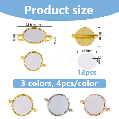 12 Bags 3 Colors Alloy Heat Transfer Watch Band Accessories FIND-DC0007-60C-1