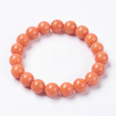 Natural Mashan Jade Beaded Stretch Bracelet BJEW-P207-15-6mm-1