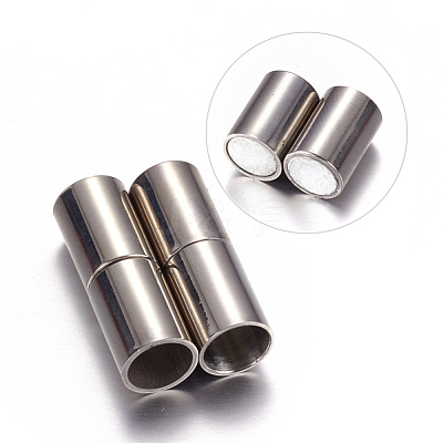 Tarnish Resistant Column 304 Stainless Steel Magnetic Clasps with Glue-in Ends STAS-I026-02-1