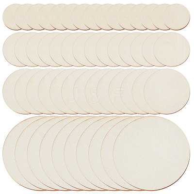 135Pcs 4 Styles Unfinished Wood Discs DIY-HY0001-78-1
