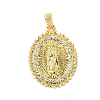 Brass Micro Pave Clear Cubic Zirconia Pendants KK-B139-20G-02-1