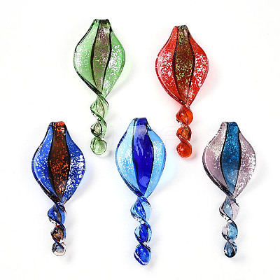 Handmade Gold Sand Lampwork Big Pendants LAMP-T023-09-1