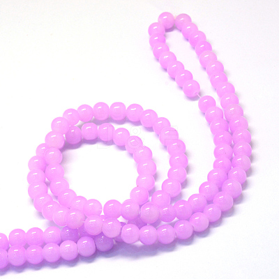 Baking Paint Imitation Jade Glass Round Bead Strands X-DGLA-Q021-8mm-23-1