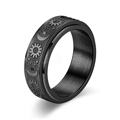Star & Moon & Sun 304 Stainless Steel Rotatable Finger Ring PW-WG61315-07-1