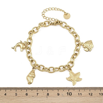 Ocean 304 Stainless Steel Charm Bracelets BJEW-K291-05G-1