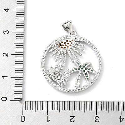 Brass Micro Pave Cubic Zirconia Pendants KK-P330-07A-P-1