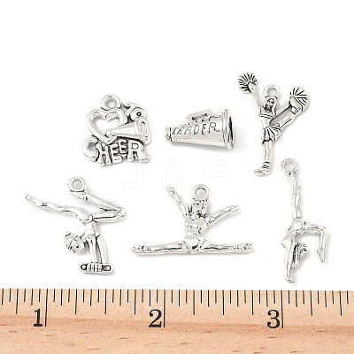 30Pcs 6 Styles Cheerleading Theme Alloy Pendants FIND-FP0001-34-1