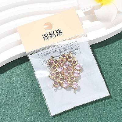 SHEGRACE Brass Pave Cubic Zirconia Flat Round Connector Charms XGRQ2O042-435B-G-1