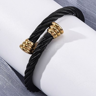 304 Stainless Steel Torque Bangles for Women BJEW-P310-24MC01-1