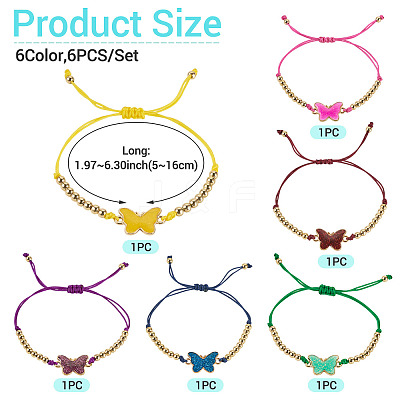 6Pcs 6 Colors Alloy Enamel Link Bracelets BJEW-TAC0043-1