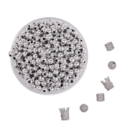 6Pcs 3 Styles Brass Micro Pave Cubic Zirconia Beads ZIRC-SZ0001-17-1