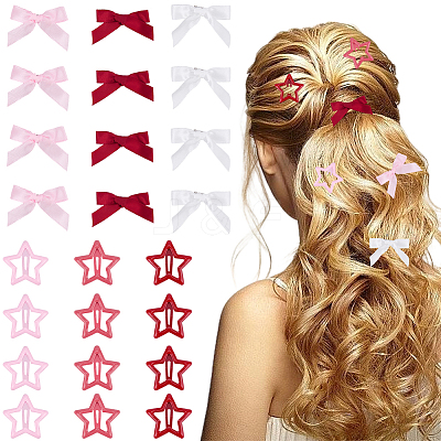 12Pcs Star Iron Snap Hair Clips OHAR-CP0001-24A-1