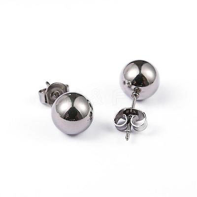Tarnish Resistant 304 Stainless Steel Ball Stud Earrings EJEW-2224-8mm-P-1
