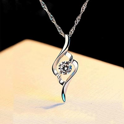 Heart Alloy Rhinestone Stud Earrings & Pendant Necklace Sets for Women FS-WG883D5-01-1