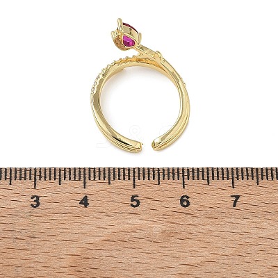 Brass Micro Pave Cubic Zirconia Cuff Open Rings for Women RJEW-L343-05G-01-1