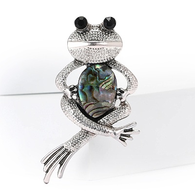 Frog Zinc Alloy Rhinestone Brooches PW-WGC7876-01-1