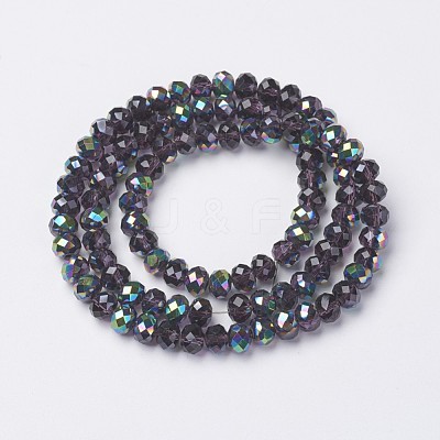 Electroplate Transparent Glass Beads Strands EGLA-A034-T6mm-Q09-1