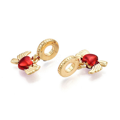 Brass Enamel European Dangle Charms KK-N254-246G-1