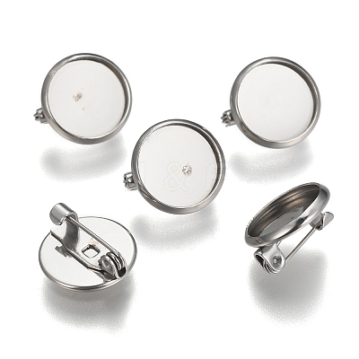 Tarnish Resistant 304 Stainless Steel Brooch Findings X-STAS-F191-04P-12mm-1