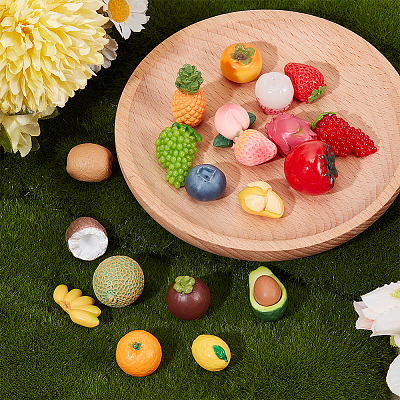 30Pcs 10 Styles Resin Fruit Miniature Ornaments DJEW-WR0001-12-1