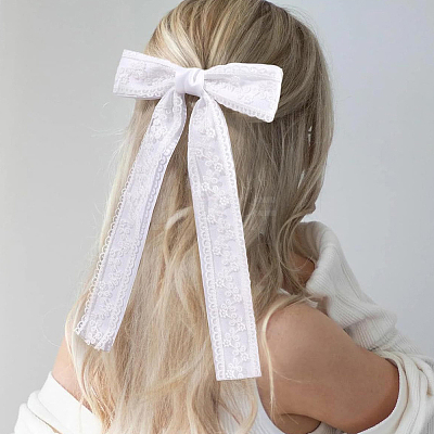 12Pcs 6 Styles Polyester Alloy Bowknot Hair Clips PHAR-CN0001-02-1
