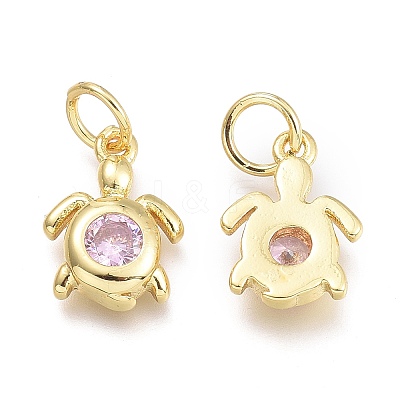 Brass Micro Pave Cubic Zirconia Pendants KK-P187-12H-G-1