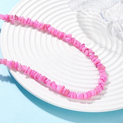 Dyed Natural Freshwater Shell Nuggets Beaded Necklaces NJEW-JN05580-01-1