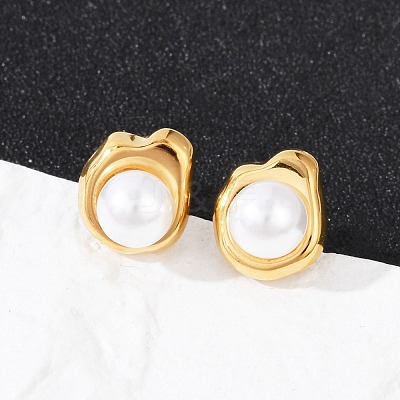 304 Stainless Steel Stud Earrings EJEW-G423-31C-G-1