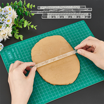 6Pcs 6 Style Acrylic Carved Rolling Pin AJEW-BC0006-51-1