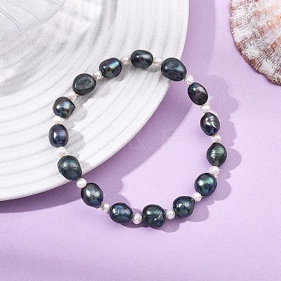Potato Natural Cultured Freshwater Pearl Beads Stretch Bracelets for Women BJEW-JB13777-1