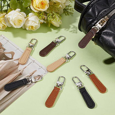8Pcs 4 Colors PU Leather Zipper Pulls for Handbags Luggage and Jacket FIND-CL0002-10-1