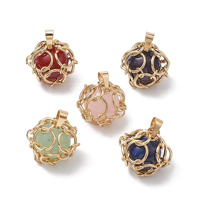 Stainless Steel Braided Pacrame Pouch Gemstone Pendants PALLOY-JF02735-01-1