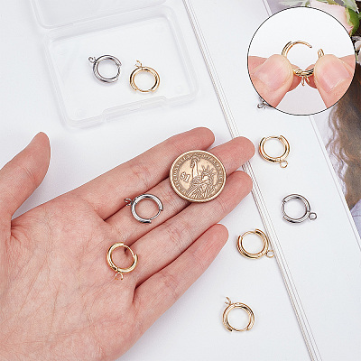 12Pcs 2 Colors 201 Stainless Steel Huggie Hoop Earring Findings STAS-SC0004-68-1