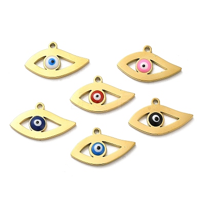 304 Stainless Steel Enamel Pendants STAS-D011-01G-1