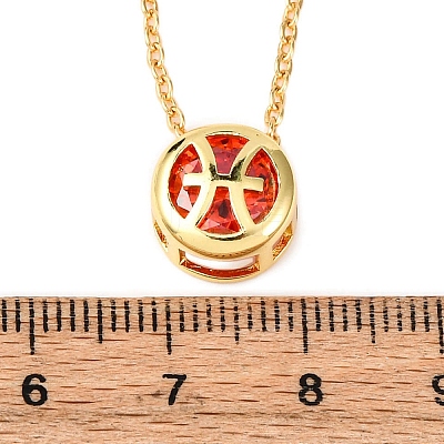 Brass Pave Cubic Zirconia Birth Stone Constellation Pendant Cable Chain Necklaces LS-NJEW-D334-01G-05-1