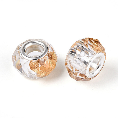 Transparent Resin Rondelle European Beads RESI-N044-01A-1