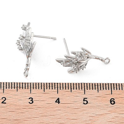 Brass Micro Pave Cubic Zirconia Stud Earring Findings KK-E107-11P-1