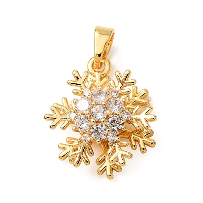 Brass Micro Pave Clear Cubic Zirconia Pendants CU-CBAF727-03C-G-1