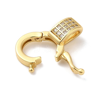 Brass Micro Pave Clear Cubic Zirconia Twister Clasps KK-Q772-15G-1