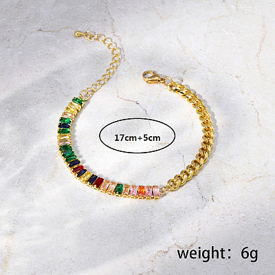 Brass Pave Cubic Zirconia Tennis Link Chain GJ2432-1-1