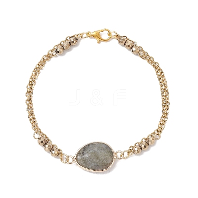 Natural Labradorite & Non-magnetic Synthetic Hematite Beads Multi-strand Bracelets BJEW-JB12122-01-1
