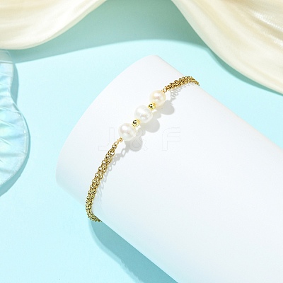 Nuggets Natural Cultured Freshwater Pearl Beads Link Bracelets BJEW-JB14127-1