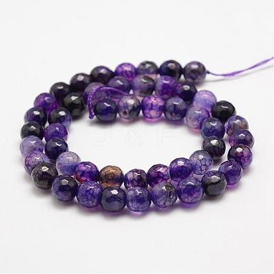 Faceted Natural Crackle Agate Beads Strands G-F447-8mm-G01-1