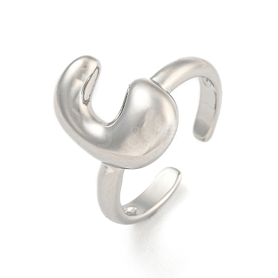 Brass Letter Open Cuff Rings for Women RJEW-G313-01C-P-1