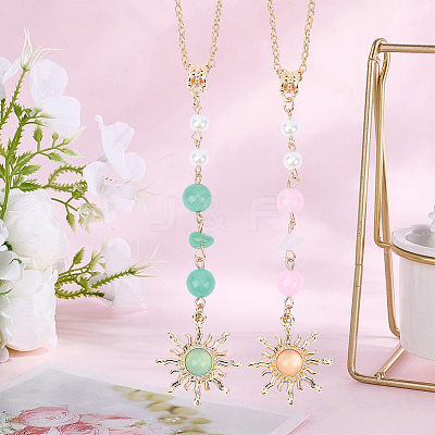 3Pcs 3 Colors Zinc Alloy Sun Pendant Decorations AJEW-SC0031-24-1