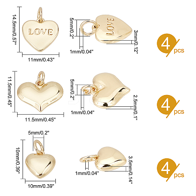 12Pcs 3 Style Brass Pendants KK-FH0002-50-1